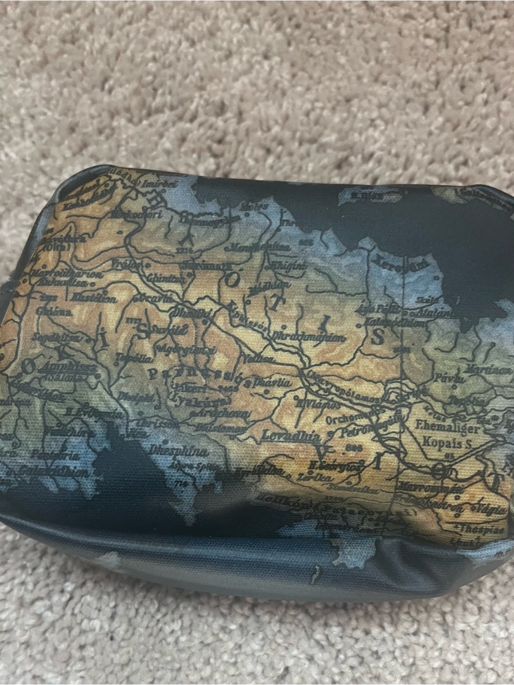 Patricia Nash Greek Isles Vacation Wristlet Map-Print in Blue and Brown - Picture 3 of 7